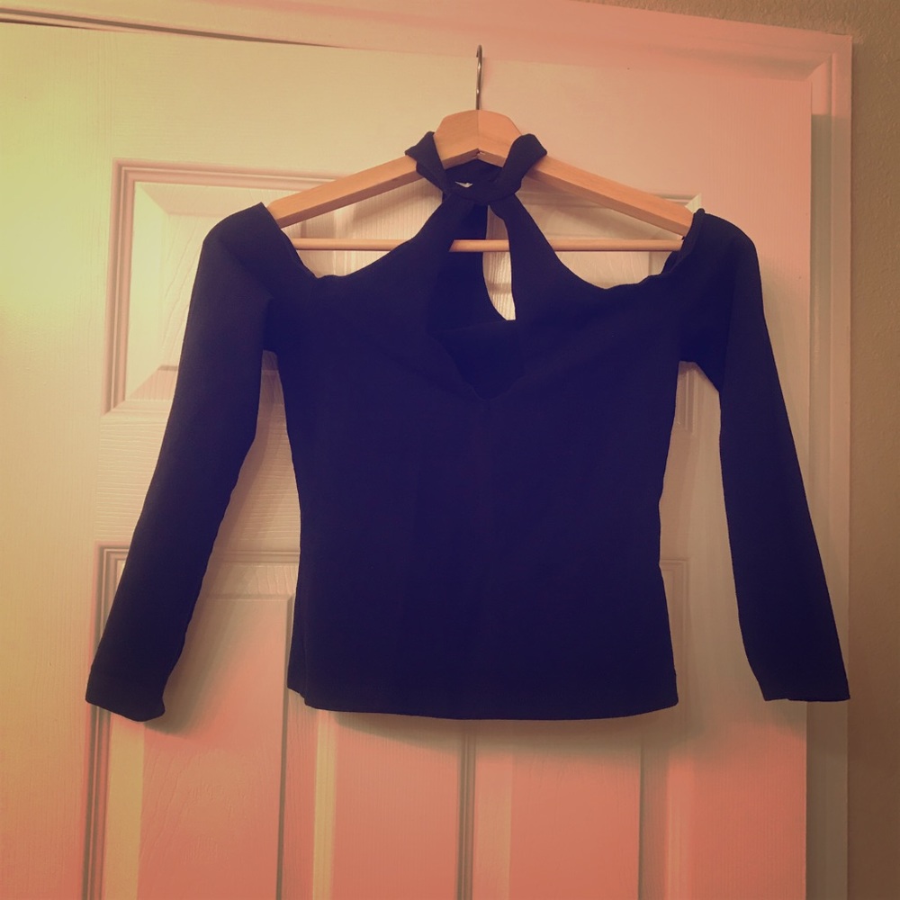 Low cut off the shoulder black top